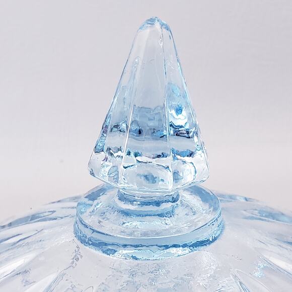 Candy Dish Blue Indiana Glass Co. Round Depression Diamond Princess Ice Pattern - Picture 6 of 8